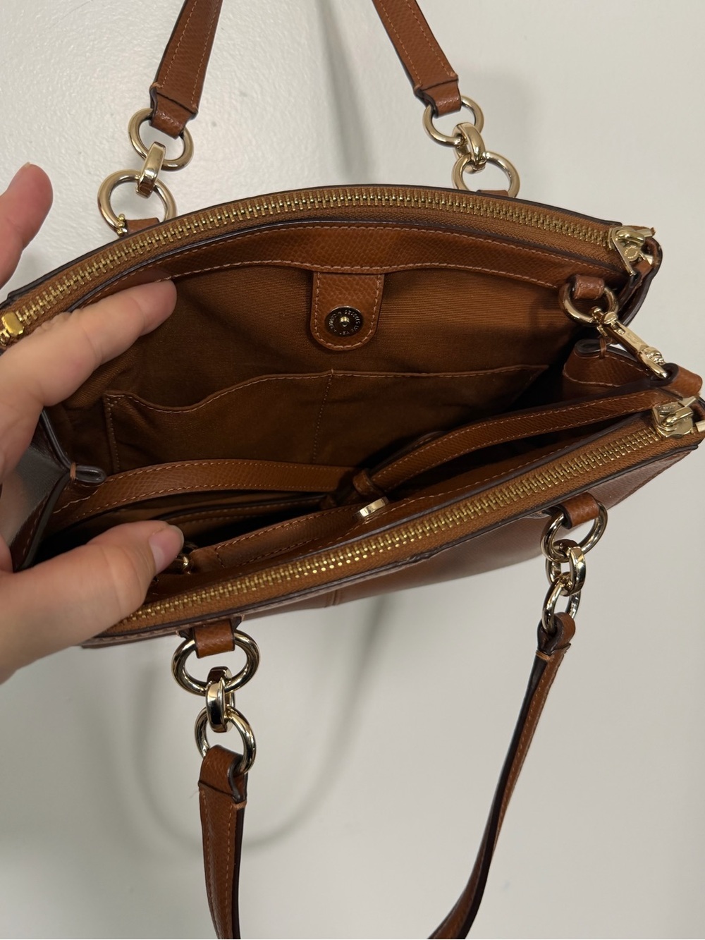 Coach Tan Pebbled Leather Tote with Gold Hardware - Picture 5 of 10